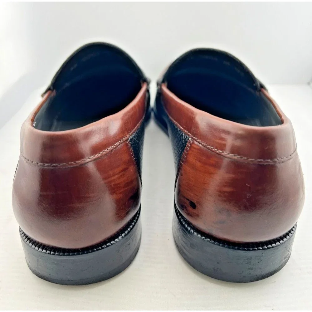 FLORSHEIM Men's 12D Black Brown Slip on Loafers Dress Shoes Leather Brazil